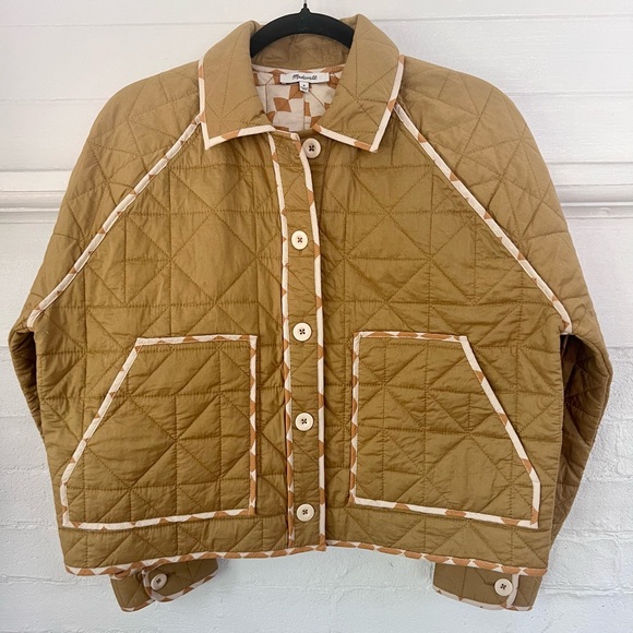 Madewell Quilted Cropped Cotton Jacket Lightweight Button Front Chore Jacket - Picture 4 of 14